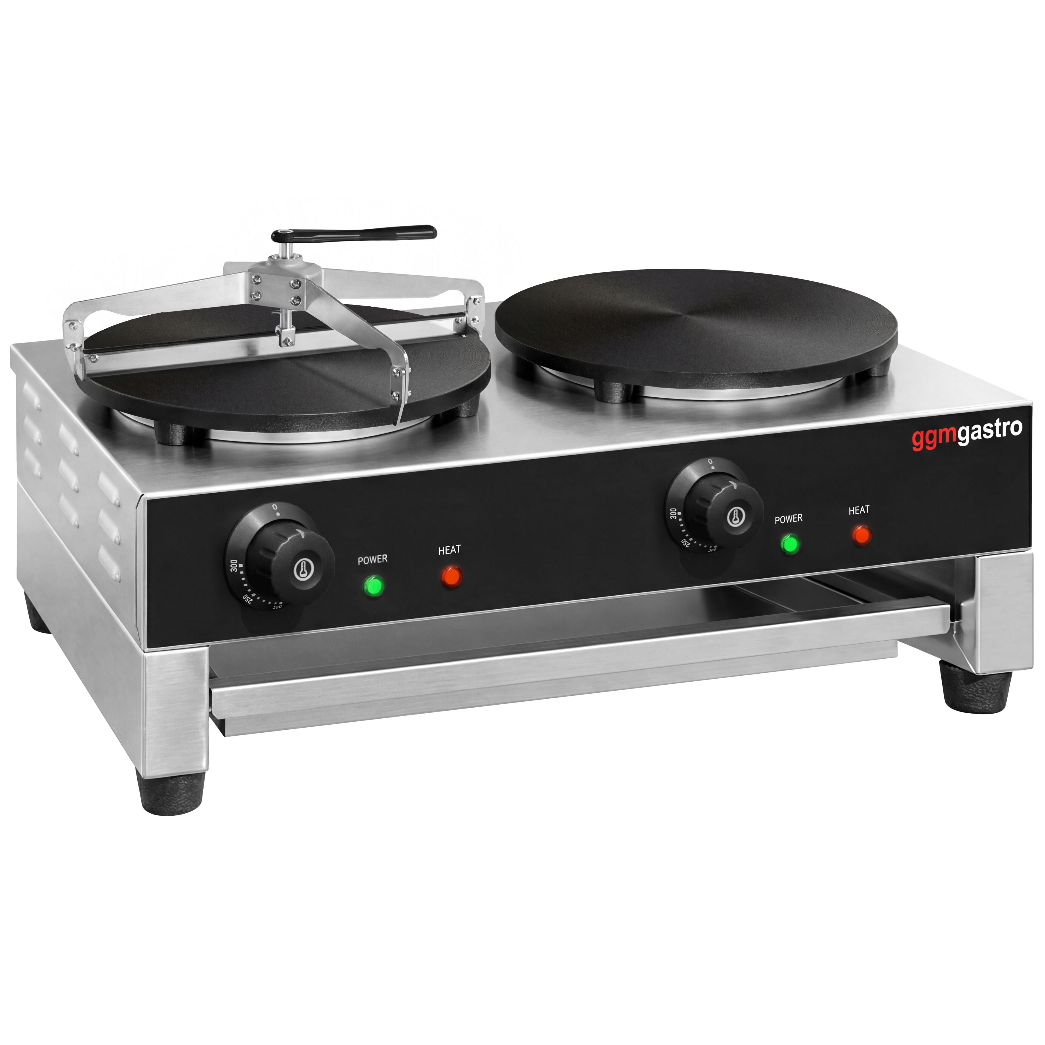 Crepera profesional doble 2x Ø 400 mm con kit de reparto GGM Gastro CGK40-2
