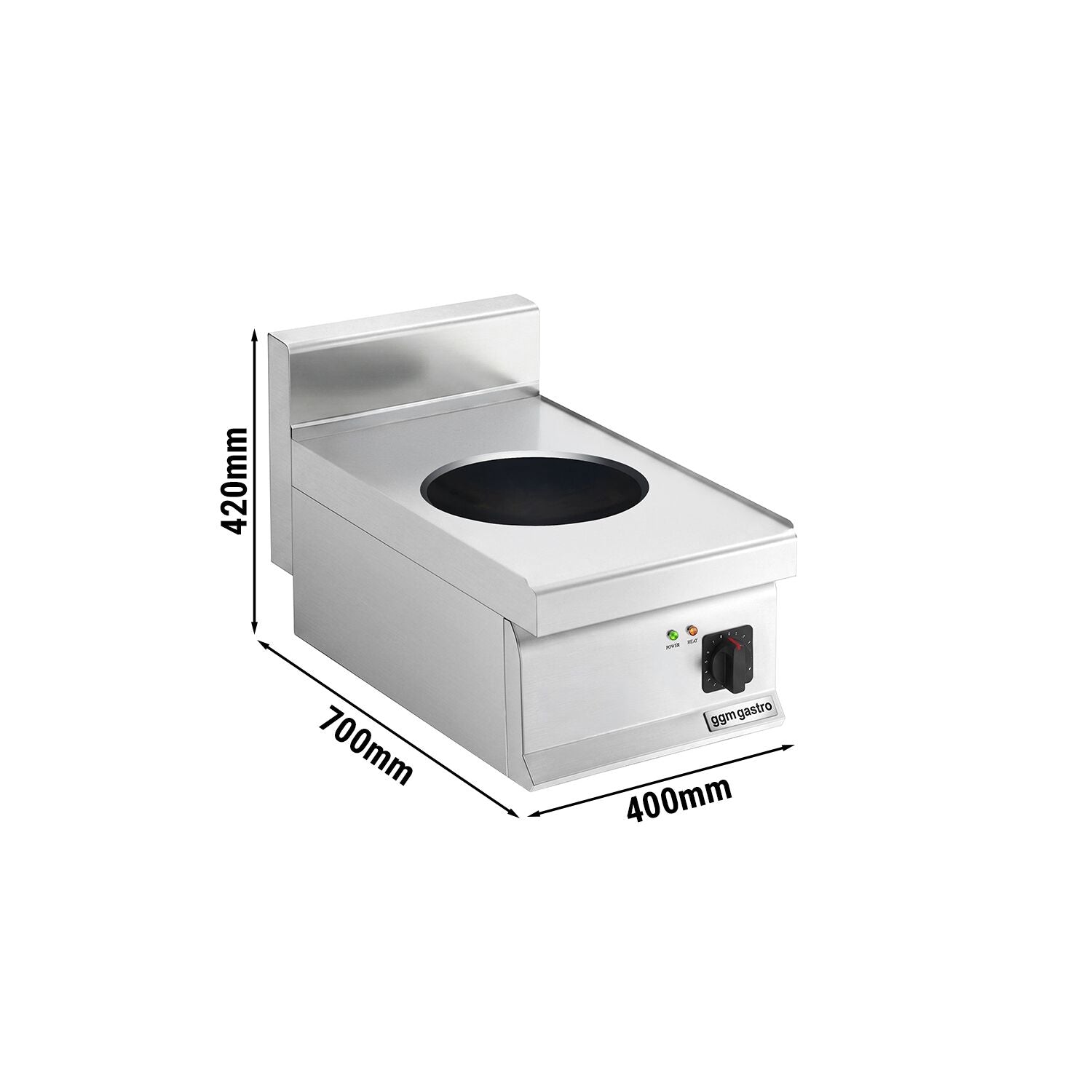 Wok de inducción profesional 3,5 kW cuba Ø 300 mm GGM Gastro IDWK474