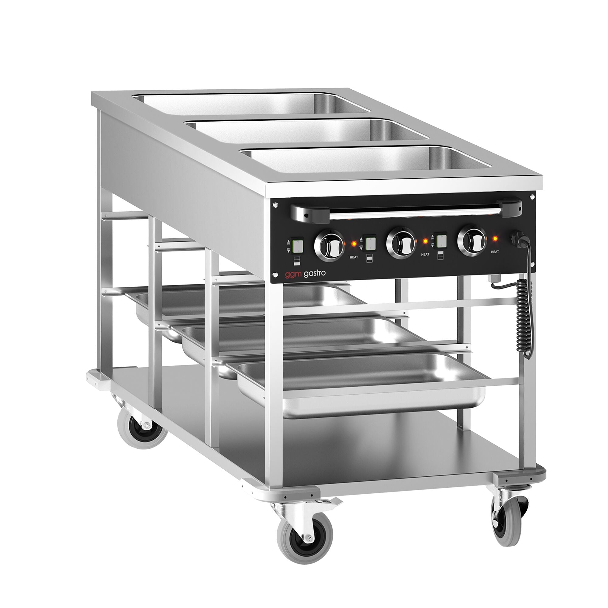 Carro baño maría móvil 3x GN 1/1 3 kW GGM Gastro TWBK300