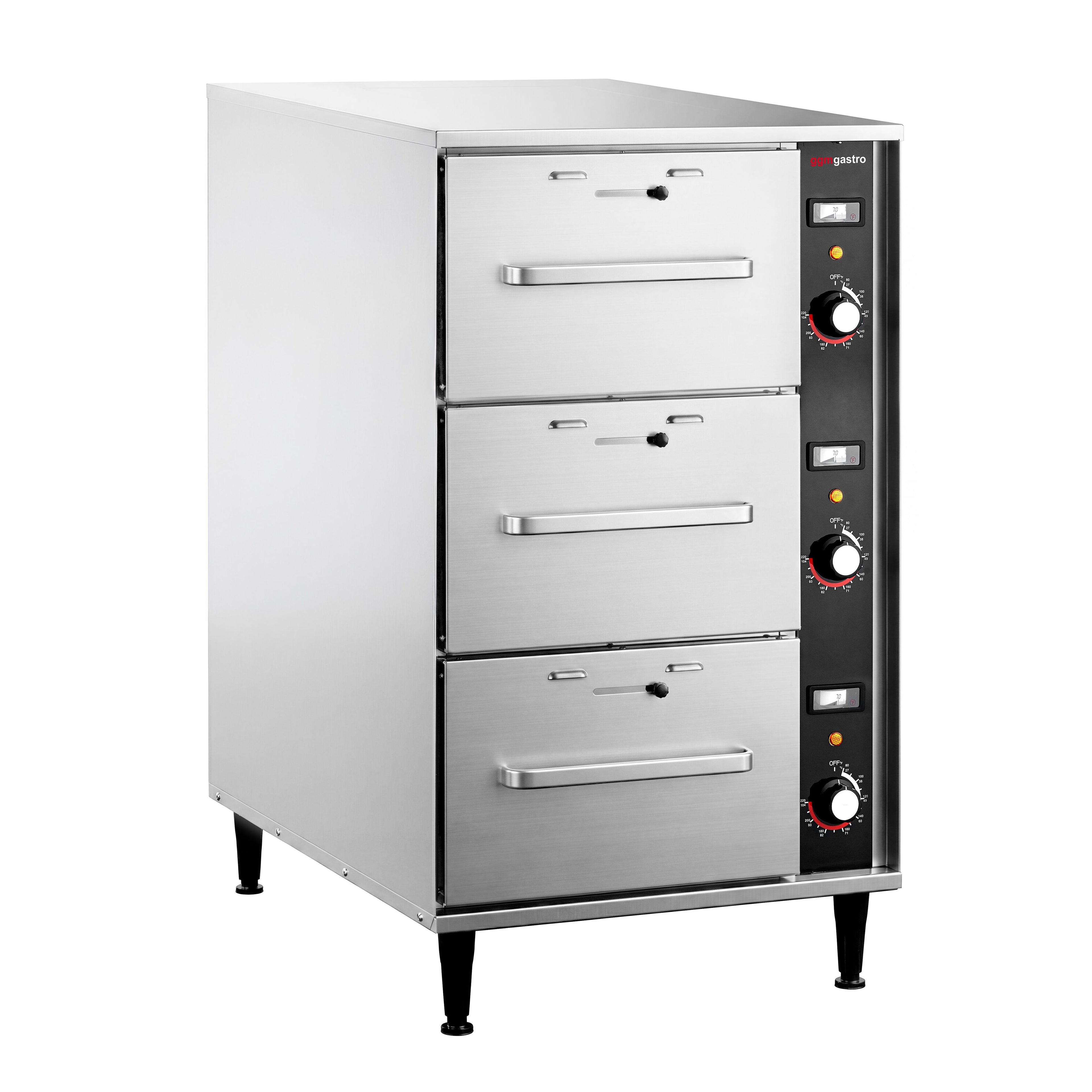 Cajón calefactado GN 1/1 de 3 cajones 1,2 kW GGM Gastro WS3SNR